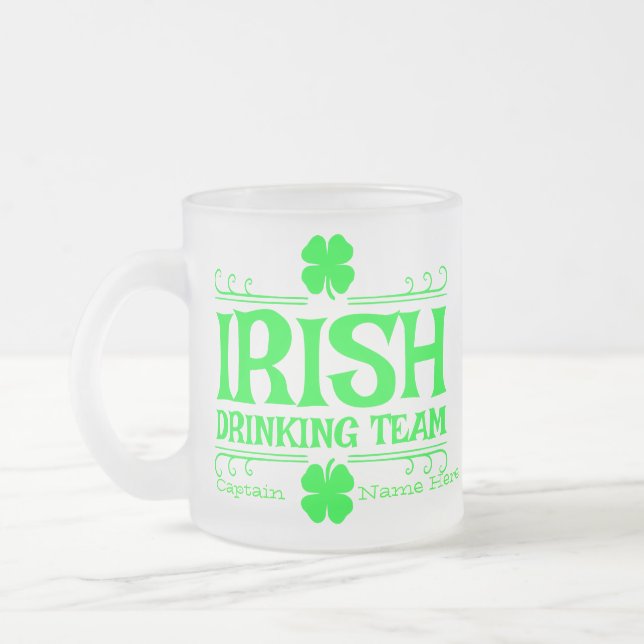 Caneca De Café Vidro Jateado Personalize Equipe Irlandesa de Bebidas (Esquerda)