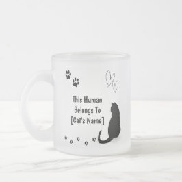 Caneca De Café Vidro Jateado Personalized Black Cat Frosted Glass Mug