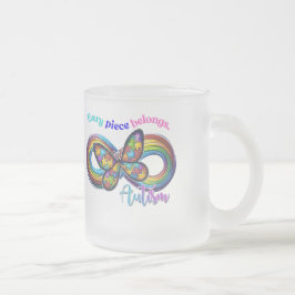 Caneca De Café Vidro Jateado Pertencendo a cada chip - Autism Quebra-cabeça Mug