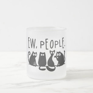 Caneca De Café Vidro Jateado Pessoas Nojentas Gatos Pretos Meow