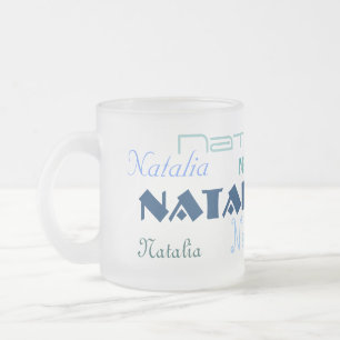 Caneca De Café Vidro Jateado Pias batismais azuis legal seu nome personalizado