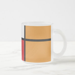 Caneca De Café Vidro Jateado Piet Mondrian - Composição com Grande Plano Vermel