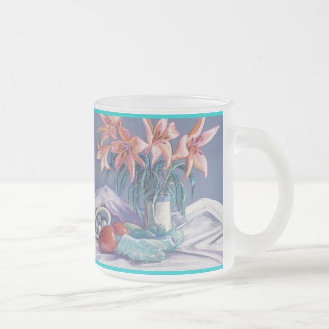 Caneca De Café Vidro Jateado Pimentões e Lírios (Direita)