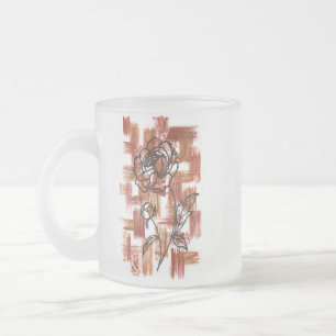 Caneca De Café Vidro Jateado Pinceladas Modernas de Terracota e Rosa de Tinta C