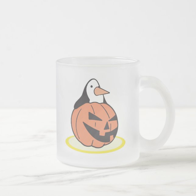 Caneca De Café Vidro Jateado pinguim na abóbora (Direita)