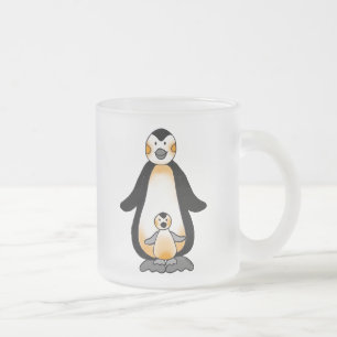 Caneca De Café Vidro Jateado Pinguins do pai/mamães & do bebê