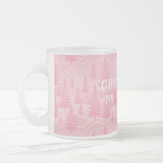 Caneca De Café Vidro Jateado Pink Forest Christmas (Esquerda)