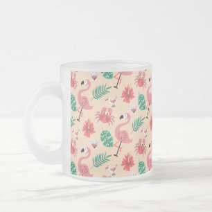 Caneca De Café Vidro Jateado PinkPink Flamingo Summer Tropical-23123