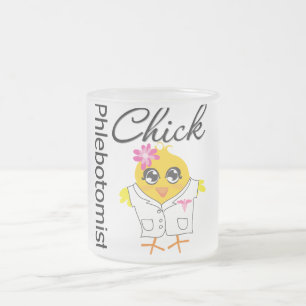 Caneca De Café Vidro Jateado Pintinho de Phlebotomist