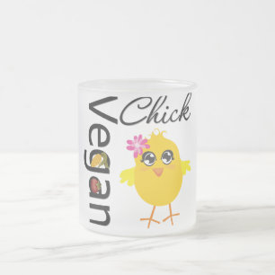 Caneca De Café Vidro Jateado Pintinho do Vegan