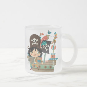 Caneca De Café Vidro Jateado Pirata e navio de pirata