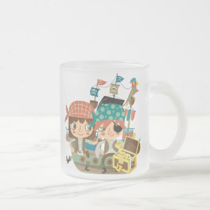 Caneca De Café Vidro Jateado Piratas com tesouro