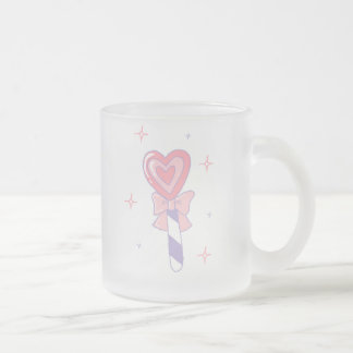 Caneca De Café Vidro Jateado Pirulito bonito do coração