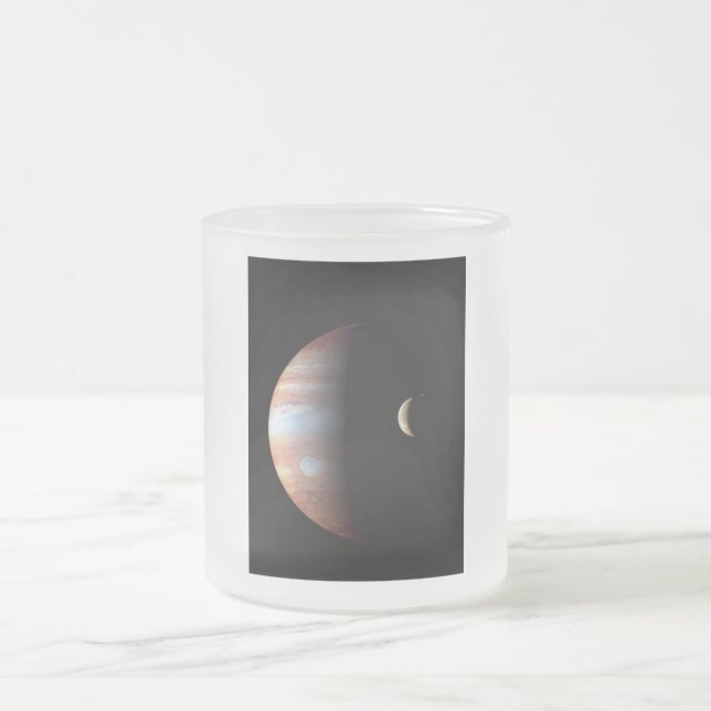 Caneca De Café Vidro Jateado Planeta Gigante Gasoso Júpiter & Lua Galileana Io (Centro)
