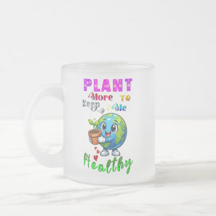 Caneca De Café Vidro Jateado Plante Mais Para Me Manter Saudável