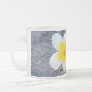 Caneca De Café Vidro Jateado Plumeria Lumbar Travesseiro