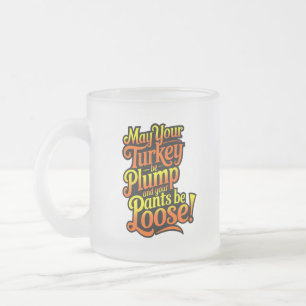 Caneca De Café Vidro Jateado Plump Turkey, Cartoon Farmer Turkey, Mug