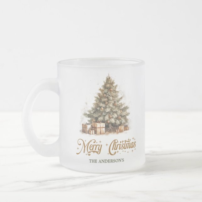 Caneca De Café Vidro Jateado Pó-d-água Cera-de-Natal (Esquerda)