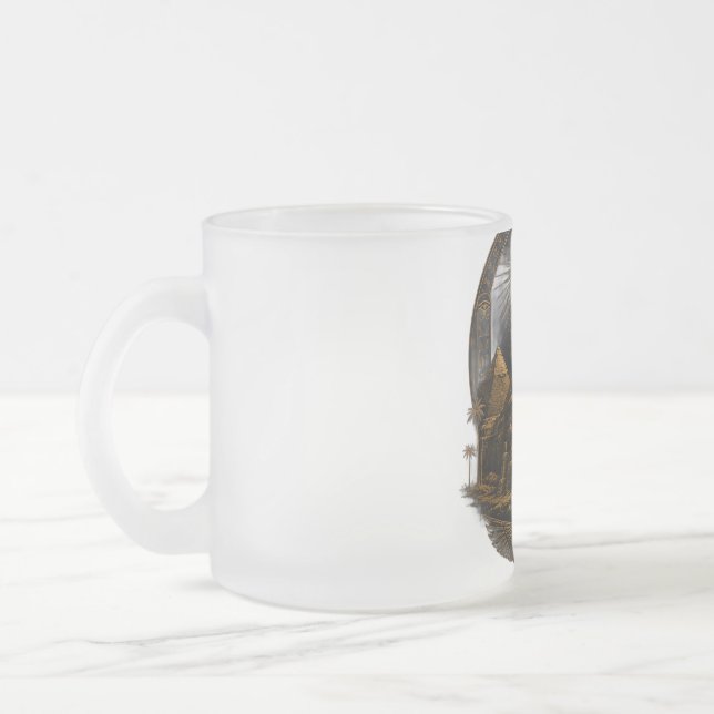 Caneca De Café Vidro Jateado Poder Silencioso | Grande Design Esfinge Egito (Esquerda)
