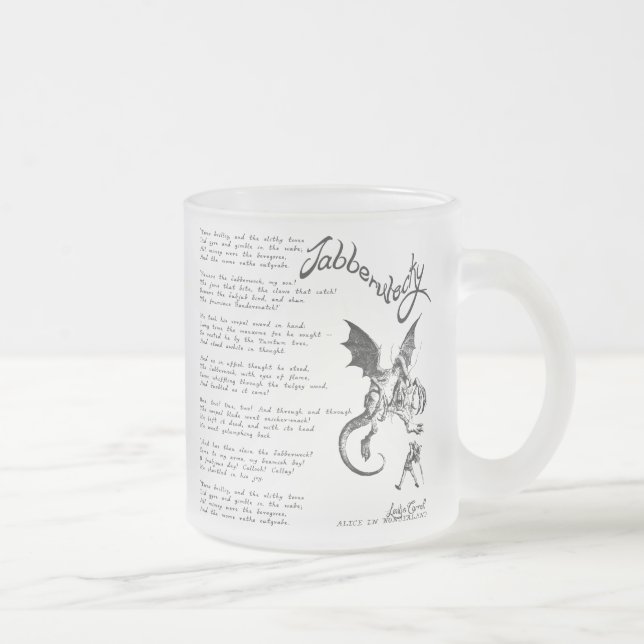 Caneca De Café Vidro Jateado Poema de Jabberwocky (Direita)