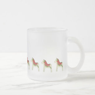 Caneca De Café Vidro Jateado Poinsettia Dala Horse, Caça Quente
