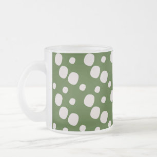 Caneca De Café Vidro Jateado Pontos Cor-de-Rosa em Verde Folhoso