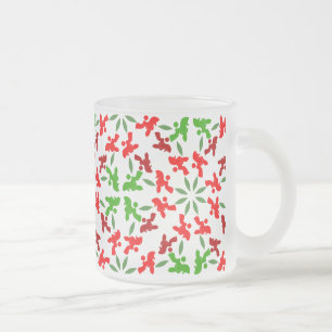 Caneca De Café Vidro Jateado Poodles de Natal