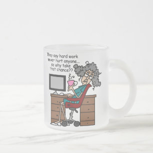 Caneca De Café Vidro Jateado Porque humor do trabalho duro da possibilidade