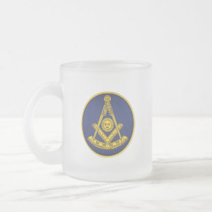 Caneca De Café Vidro Jateado Praça Mestra Freemason e Masonic Compass
