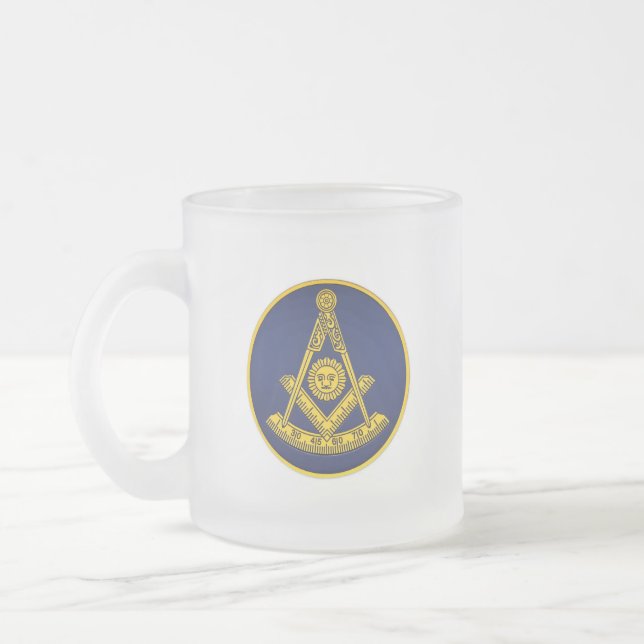 Caneca De Café Vidro Jateado Praça Mestra Freemason e Masonic Compass (Esquerda)