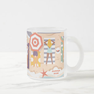 Caneca De Café Vidro Jateado Praia de Verão 2025