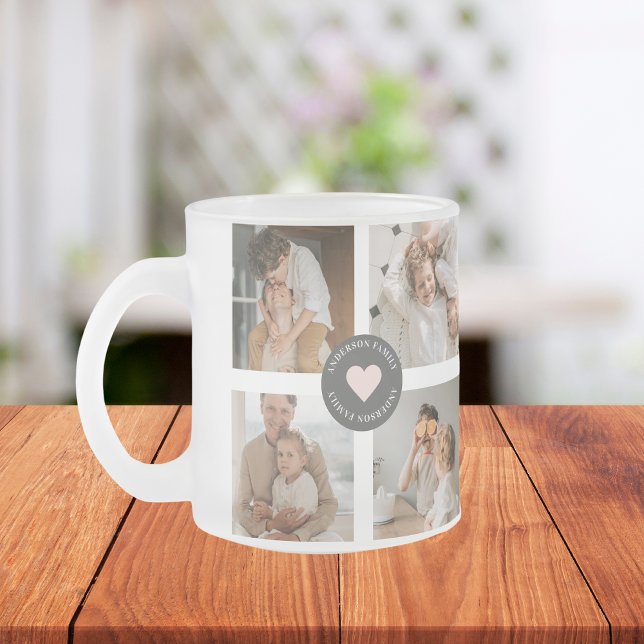 Caneca De Café Vidro Jateado Presente de Foto Personalizada da Família de Colag (Criador carregado)