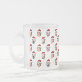 Caneca De Café Vidro Jateado Presente de Natal de Santa Hat Personalizado Face 
