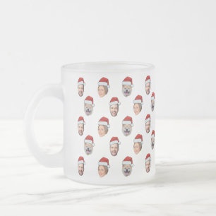 Caneca De Café Vidro Jateado Presente de Natal de Santa Hat Personalizado Face