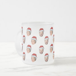 Caneca De Café Vidro Jateado Presente de Natal de Santa Hat Personalizado Face