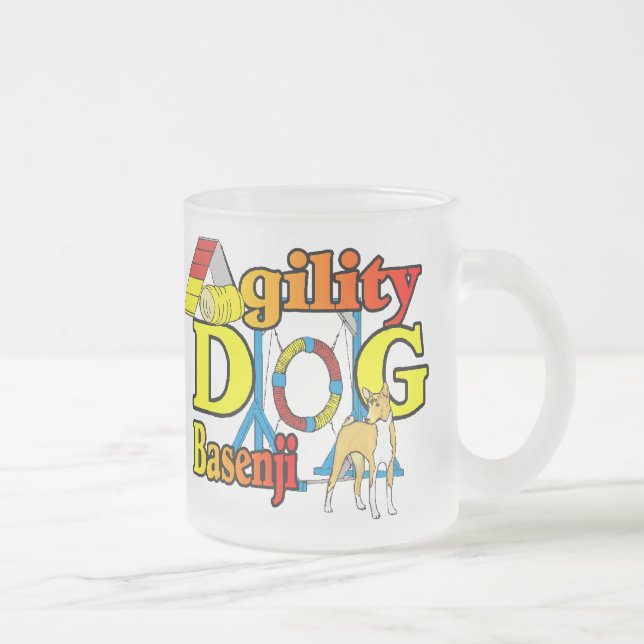 Caneca De Café Vidro Jateado Presentes de Agilidade Basenji (Direita)