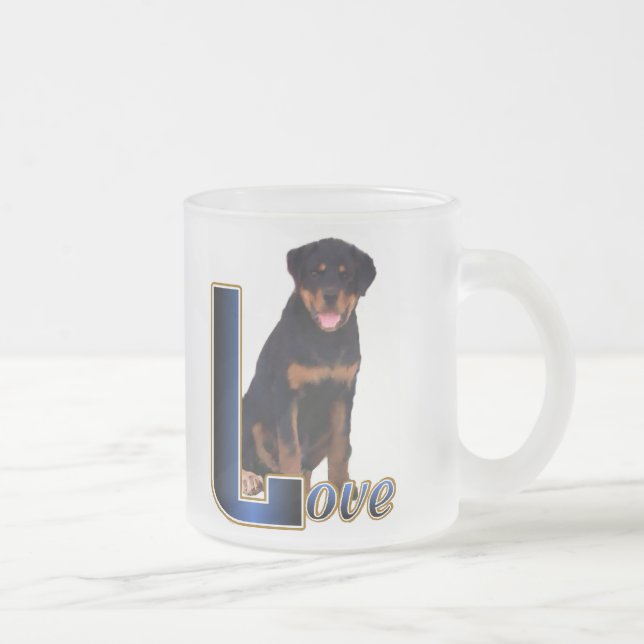 Caneca De Café Vidro Jateado Presentes de Arte Rottweiler (Direita)