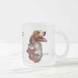 Caneca De Café Vidro Jateado Presentes de Natal Brittany Spaniel