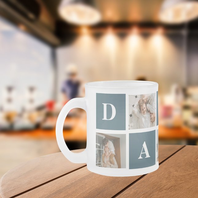 Caneca De Café Vidro Jateado Presentes de Pai Verde e Foto para Pais de Colagem (Criador carregado)