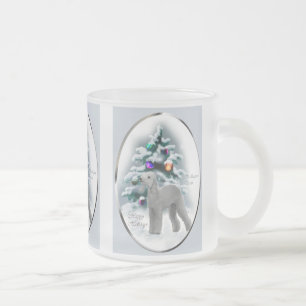 Caneca De Café Vidro Jateado Presentes do Natal de Bedlington Terrier