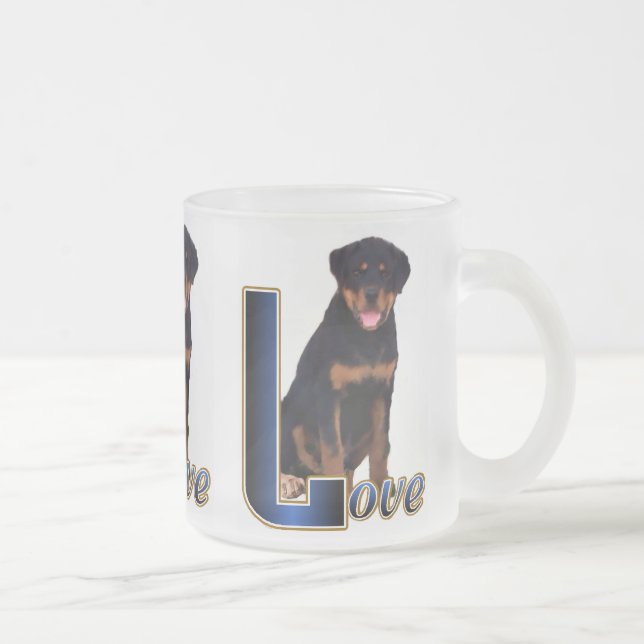 Caneca De Café Vidro Jateado Presentes do Rottweiler (Direita)