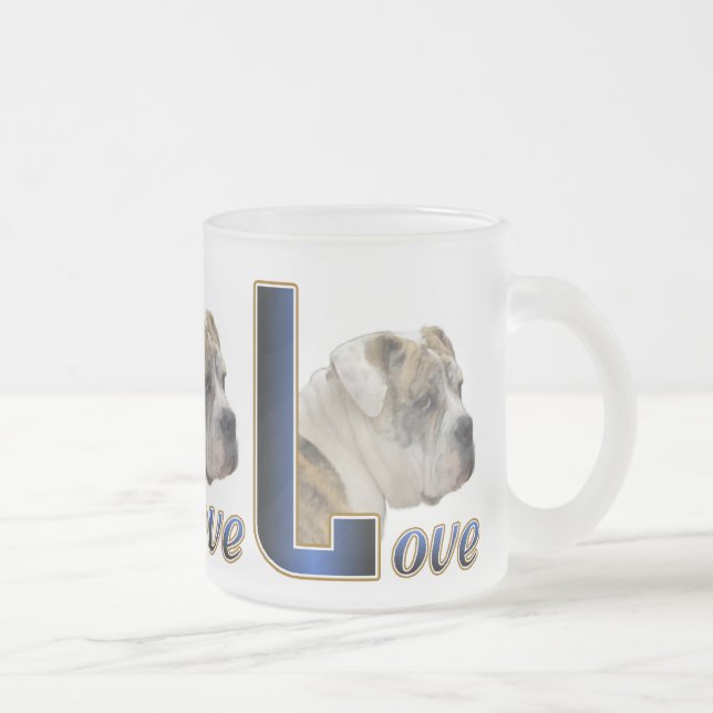 Caneca De Café Vidro Jateado Presentes para Bulldog Inglês (Direita)