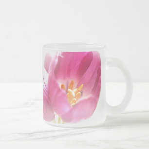 Caneca De Café Vidro Jateado Primavera Tulipas Fosco
