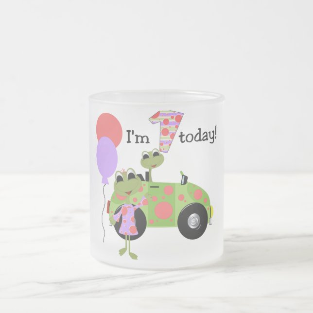 Caneca De Café Vidro Jateado Primeiro aniversario de Sapos de Mod (Centro)