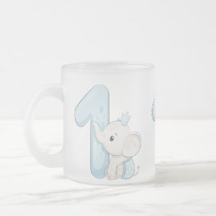 Caneca De Café Vidro Jateado Primeiro Aniversário do Bene Elefante