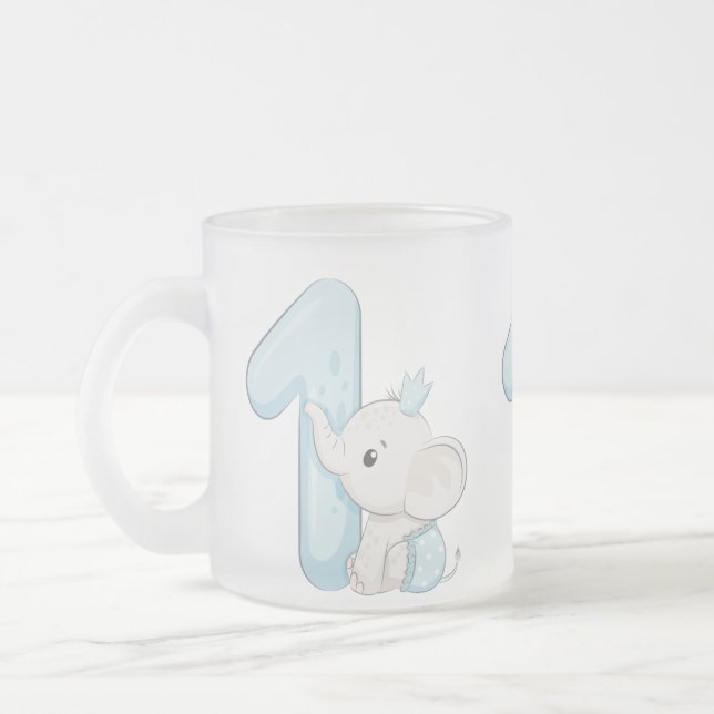 Caneca De Café Vidro Jateado Primeiro Aniversário do Bene Elefante (Esquerda)
