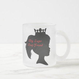 Caneca De Café Vidro Jateado Princesa Irmã Melhor Amiga