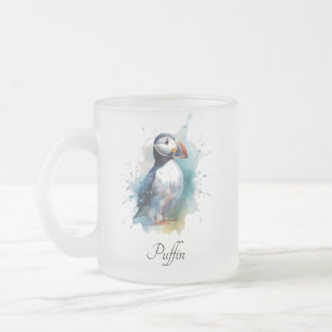 Caneca De Café Vidro Jateado Puffin cúmulo de cor azul