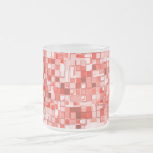 Caneca De Café Vidro Jateado Quadrados pequenos embaralhados, tons de vermelho