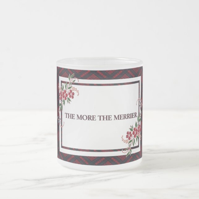 Caneca De Café Vidro Jateado Quanto Mais A Xadrez Vermelha Merrier (Centro)